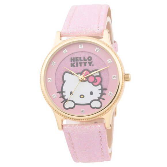 HELLO KITTY Light Pink Women's Hello Kitty Leather Strap Watch